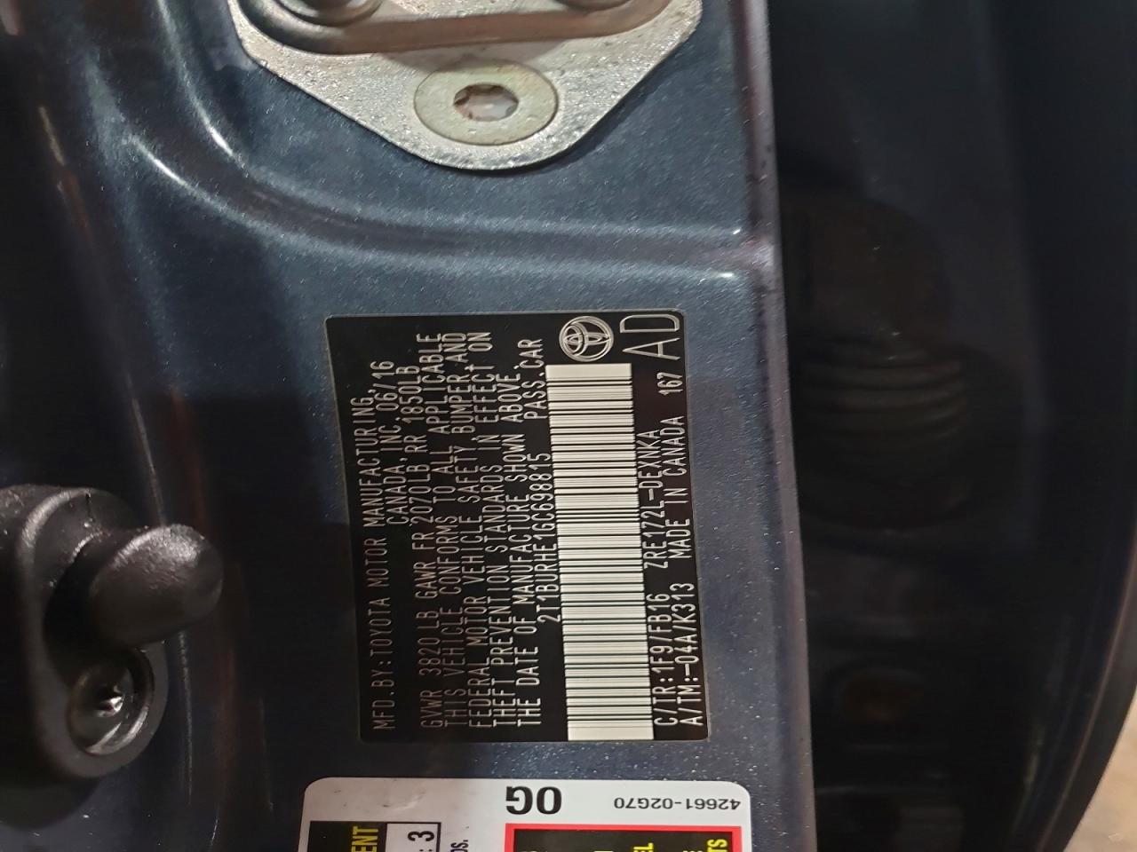 2016 TOYOTA COROLLA L photo 12
