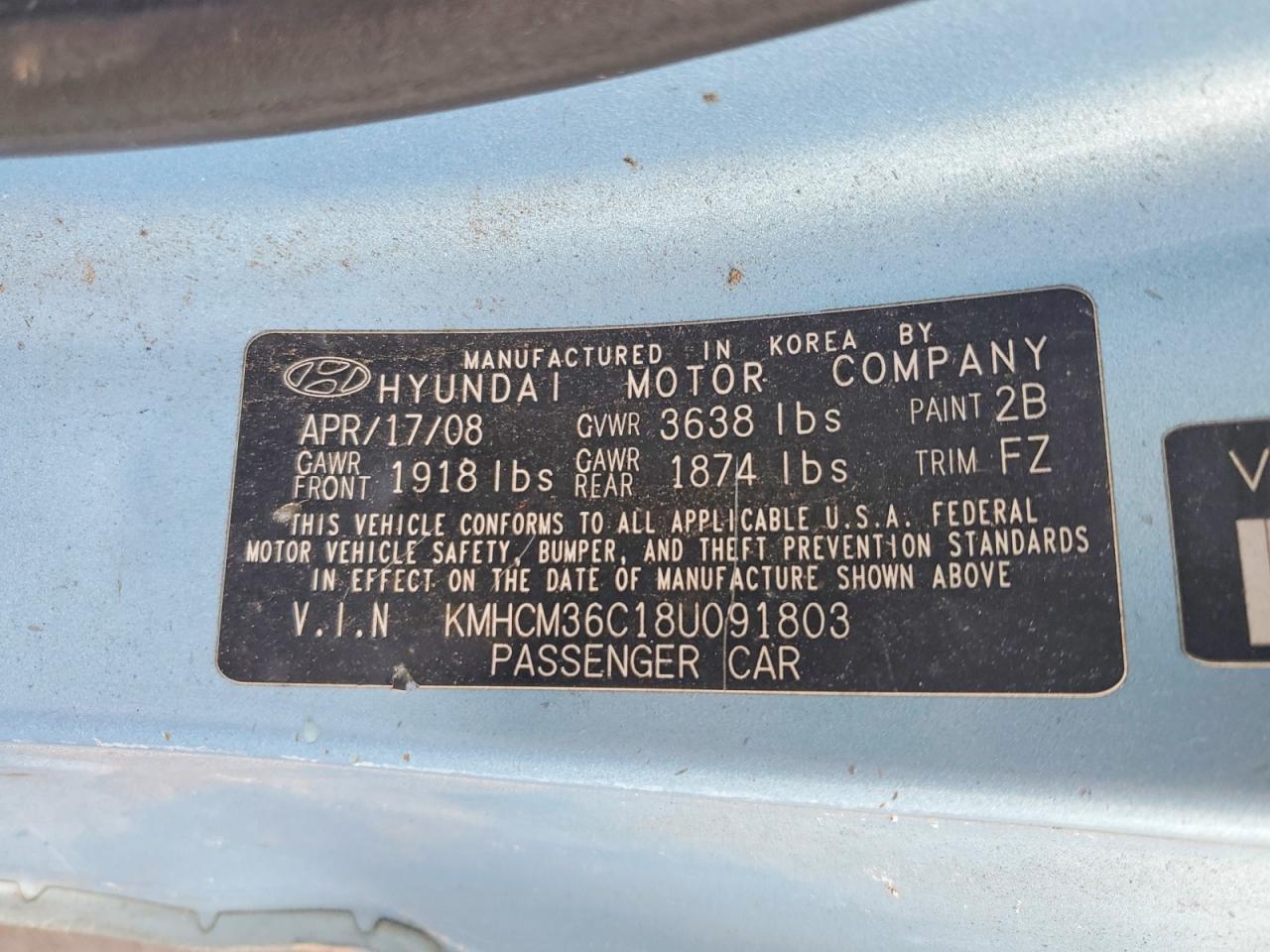 2008 HYUNDAI ACCENT GS photo 12