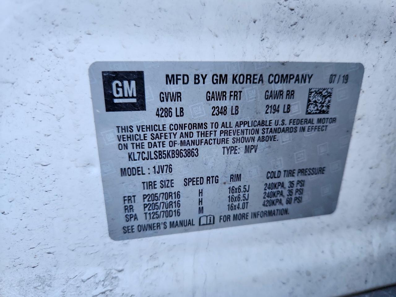 2019 CHEVROLET TRAX 1LT photo 12
