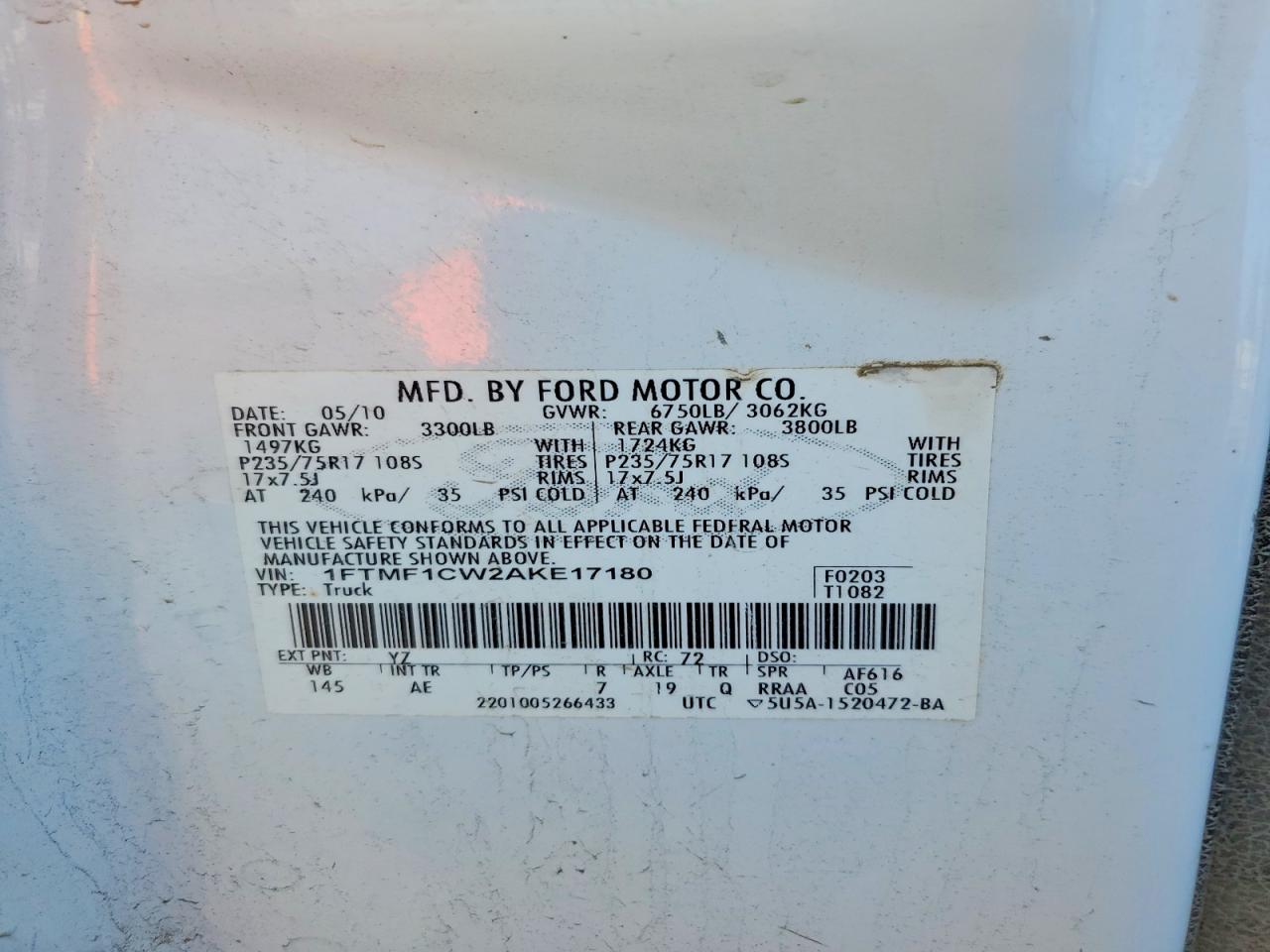 2010 FORD F150 photo 12