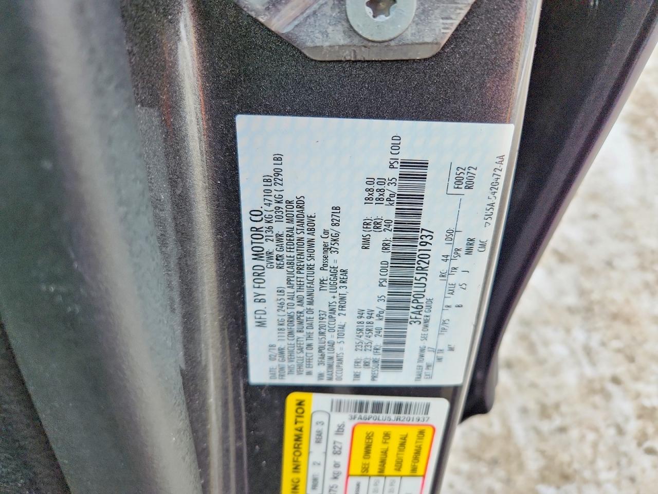 2018 FORD FUSION SE HYBRID photo 12