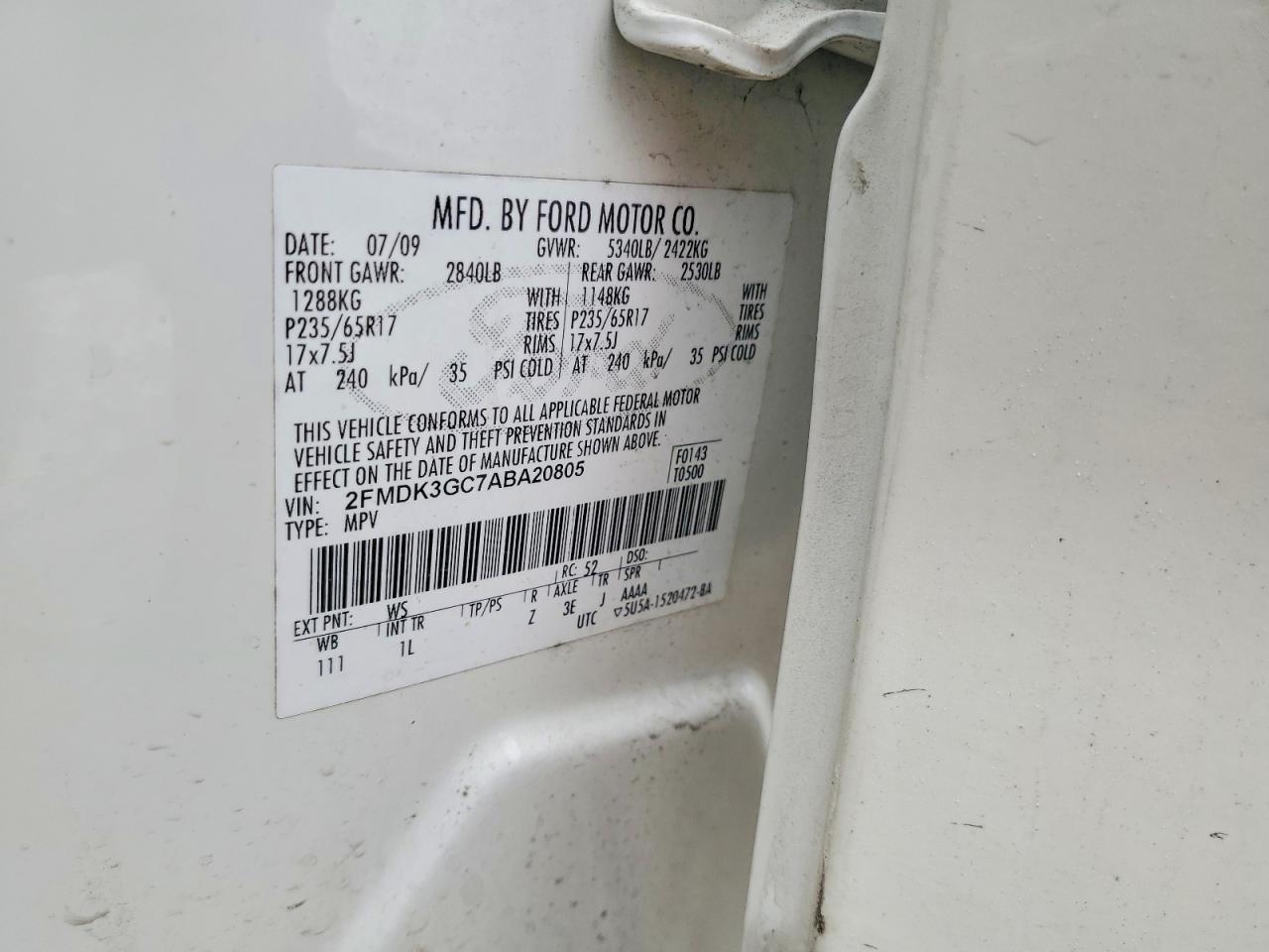 2010 FORD EDGE SE photo 12