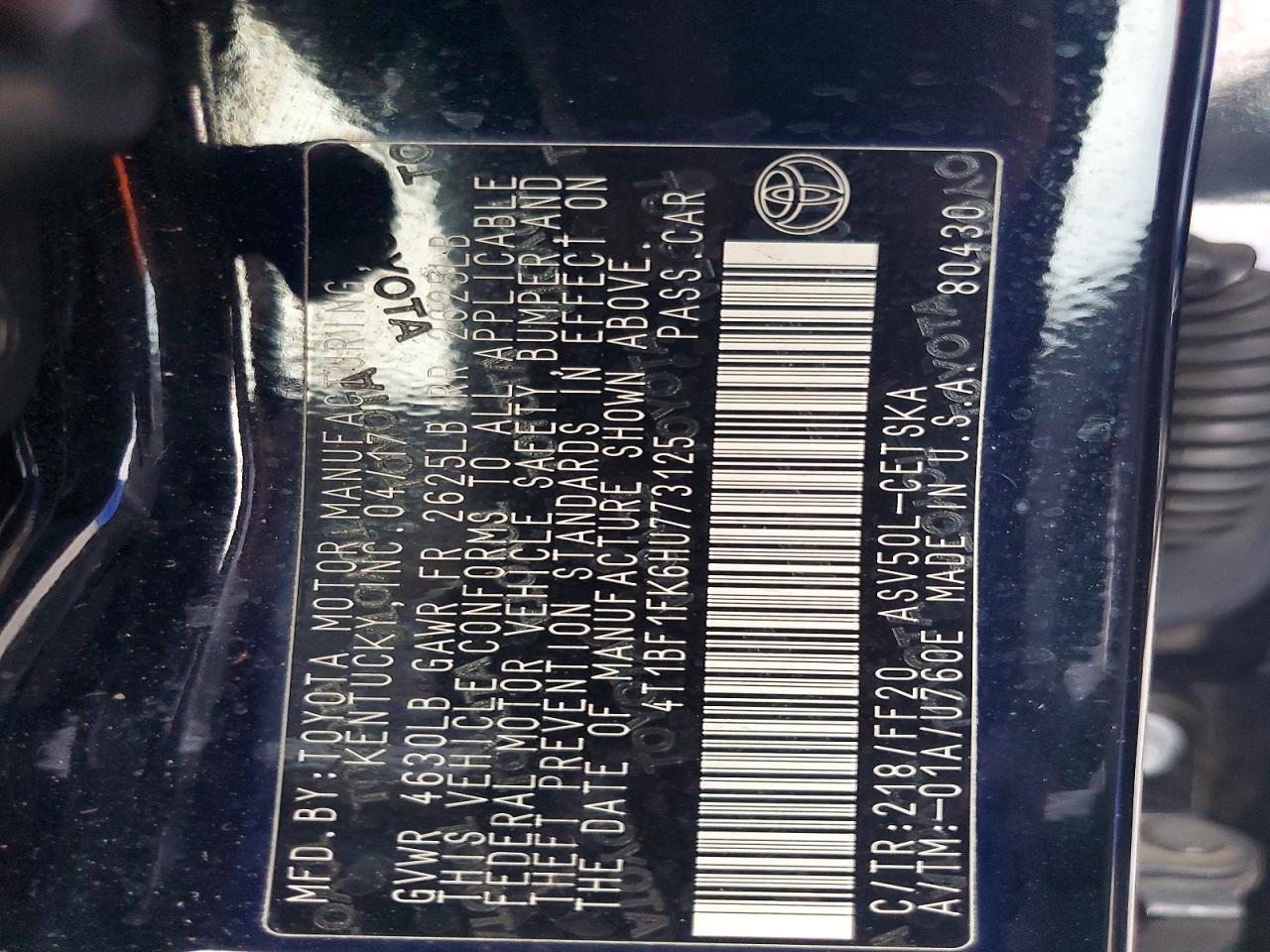 2017 TOYOTA CAMRY LE photo 12