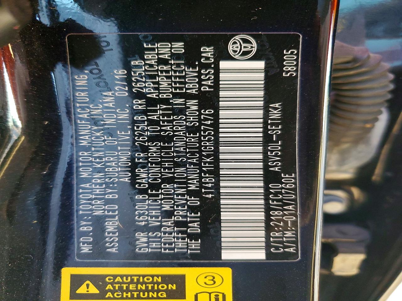 2016 TOYOTA CAMRY LE photo 25