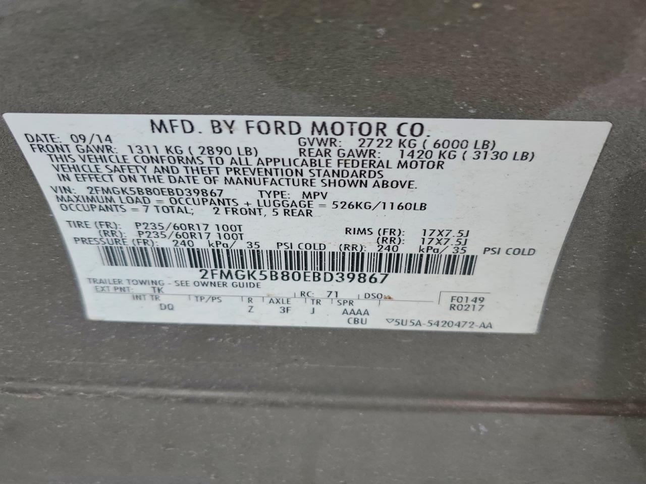2014 FORD FLEX SE photo 13