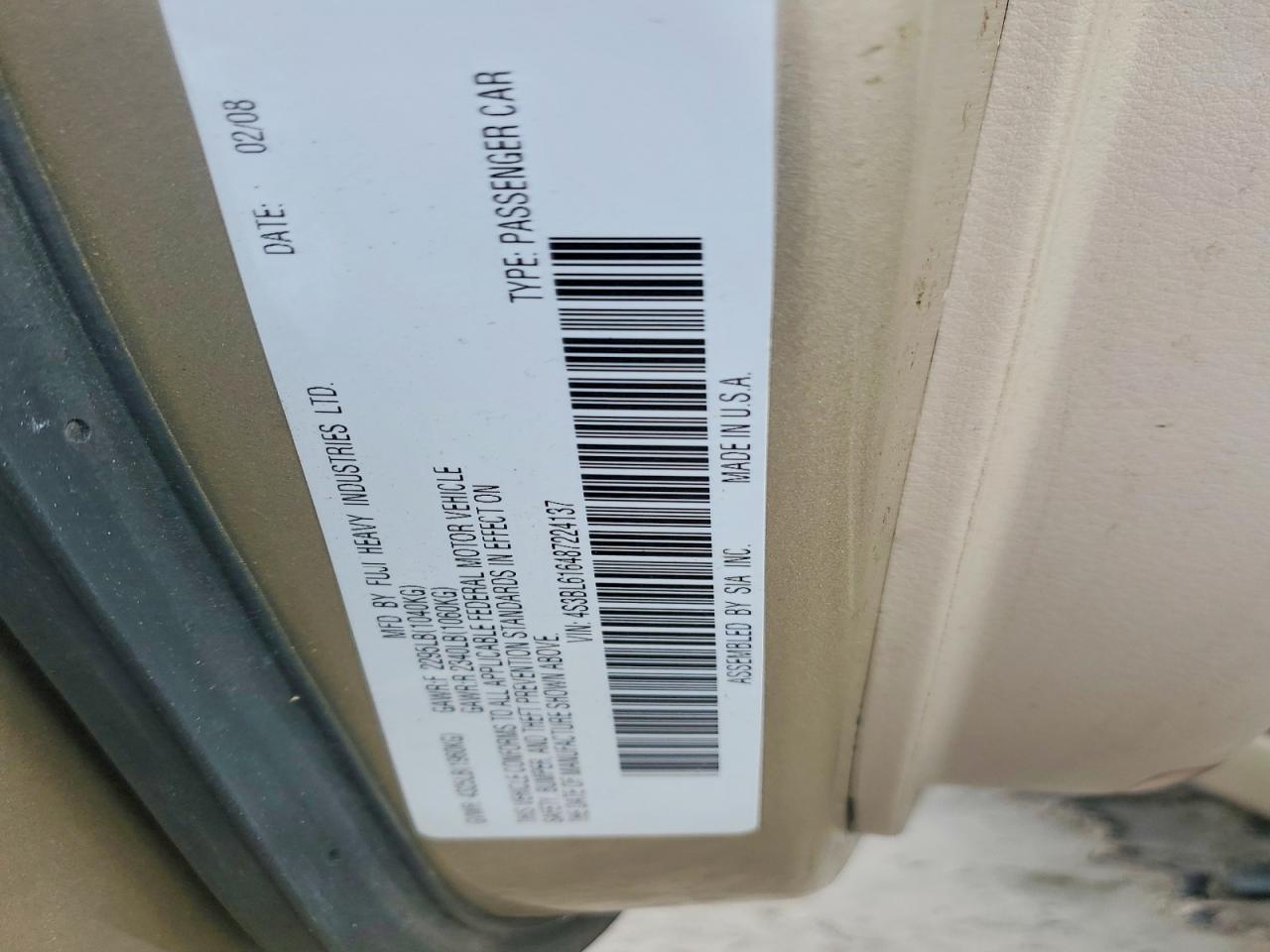 2008 SUBARU LEGACY 2.5I photo 13