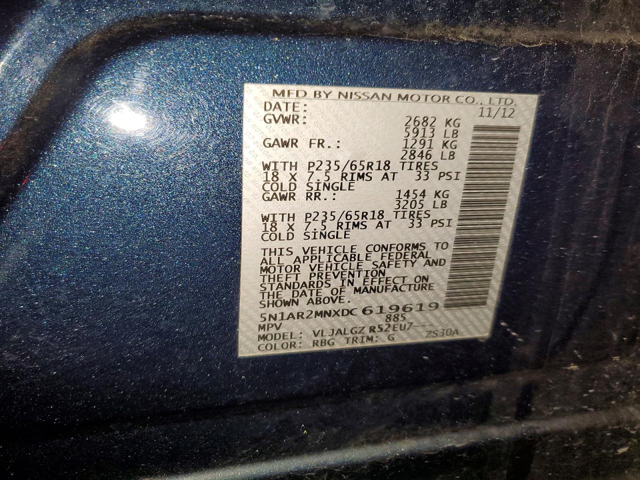 2013 NISSAN PATHFINDER S photo 13