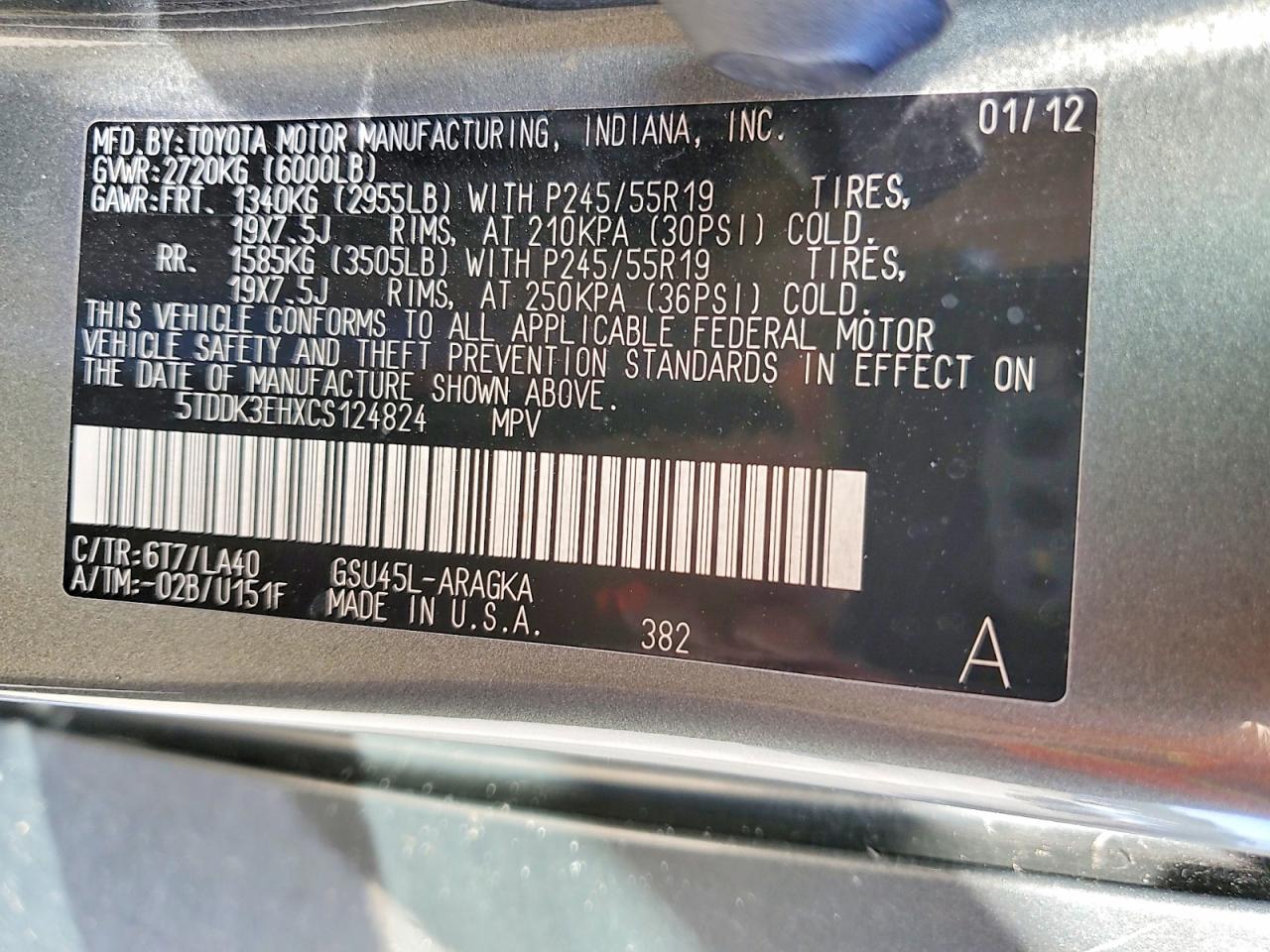 2012 TOYOTA HIGHLANDER LIMITED photo 13
