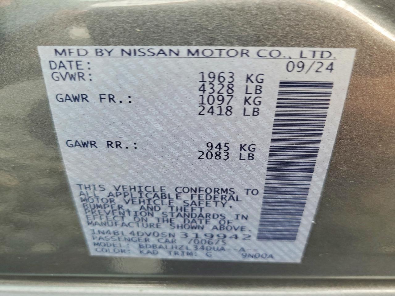 2025 NISSAN ALTIMA SV photo 12