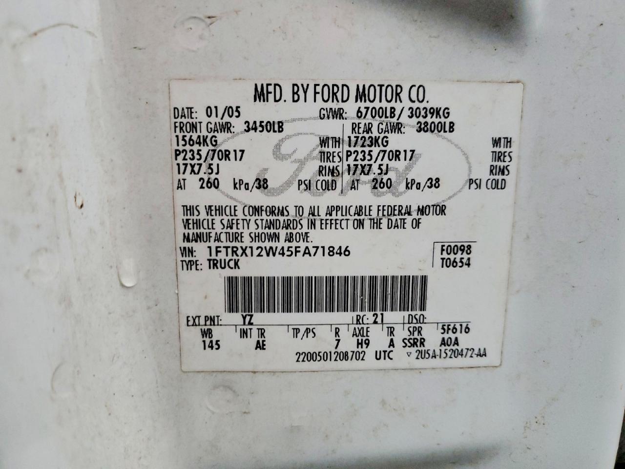 2005 FORD F150 photo 45