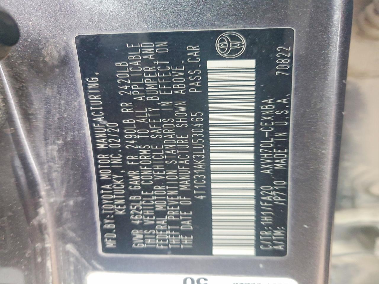 2020 TOYOTA CAMRY LE photo 23