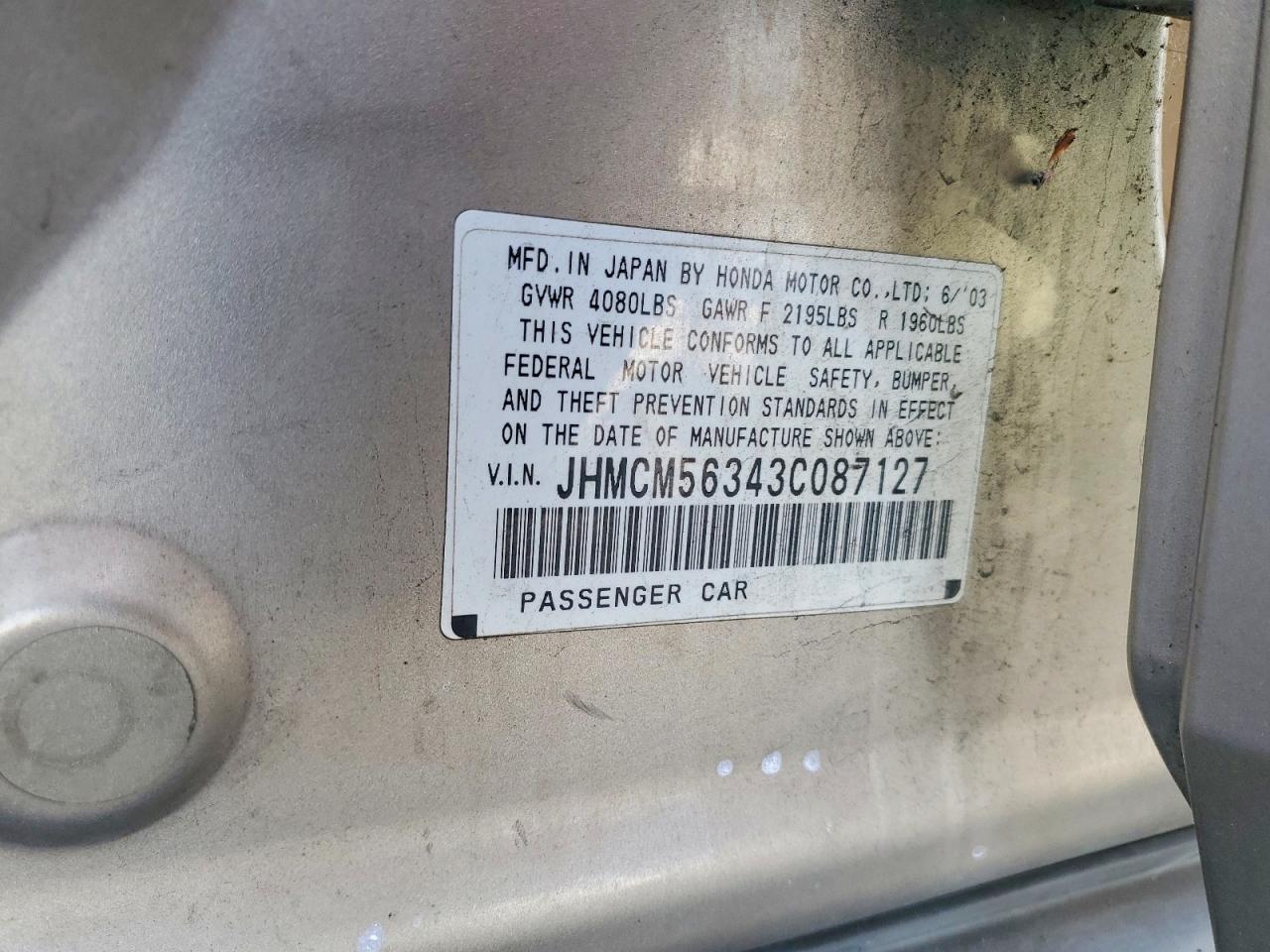 2003 HONDA ACCORD LX photo 12