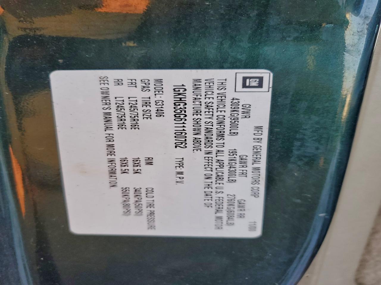 2001 GMC SAVANA G3500 photo 12