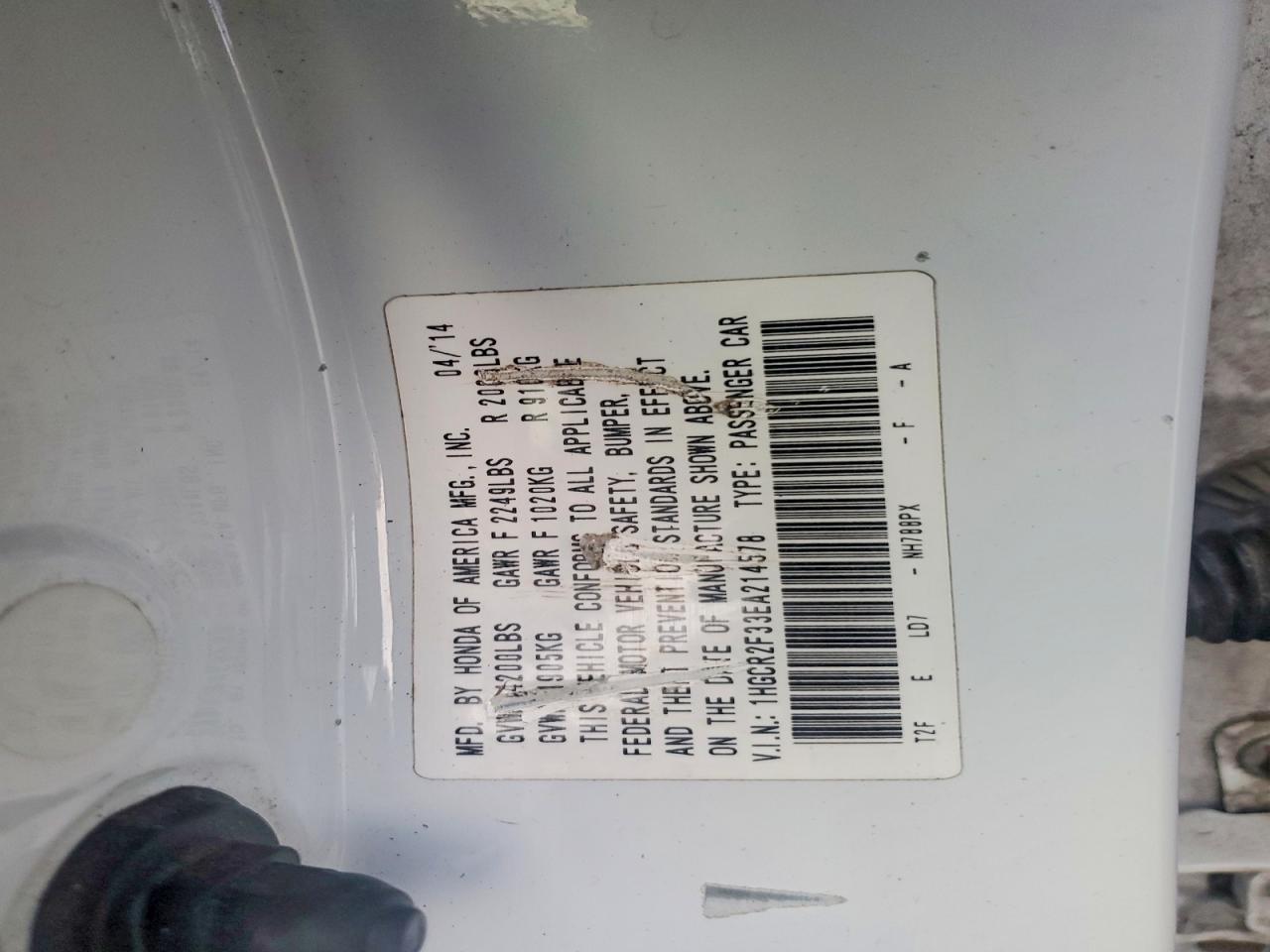 2014 HONDA ACCORD LX photo 12