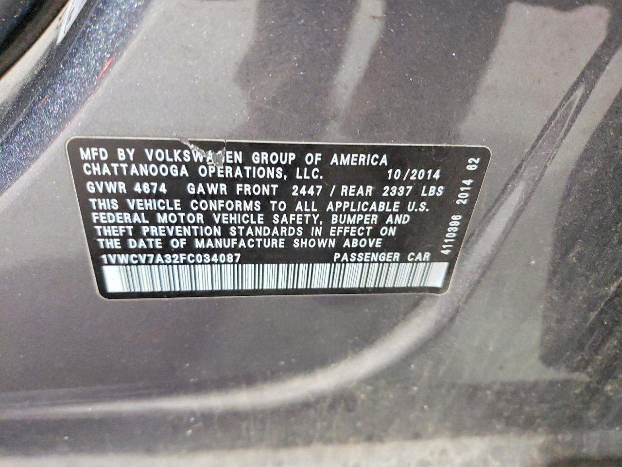 2015 VOLKSWAGEN PASSAT SEL photo 12