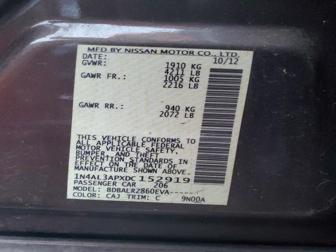 2013 NISSAN ALTIMA 2.5 photo 13