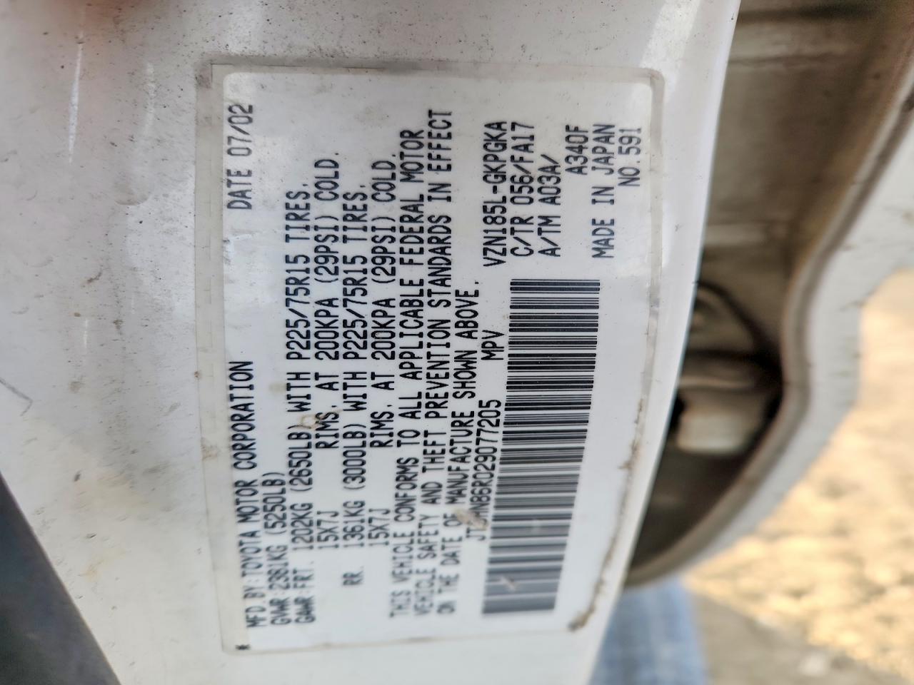 2002 TOYOTA 4RUNNER SR5 photo 13
