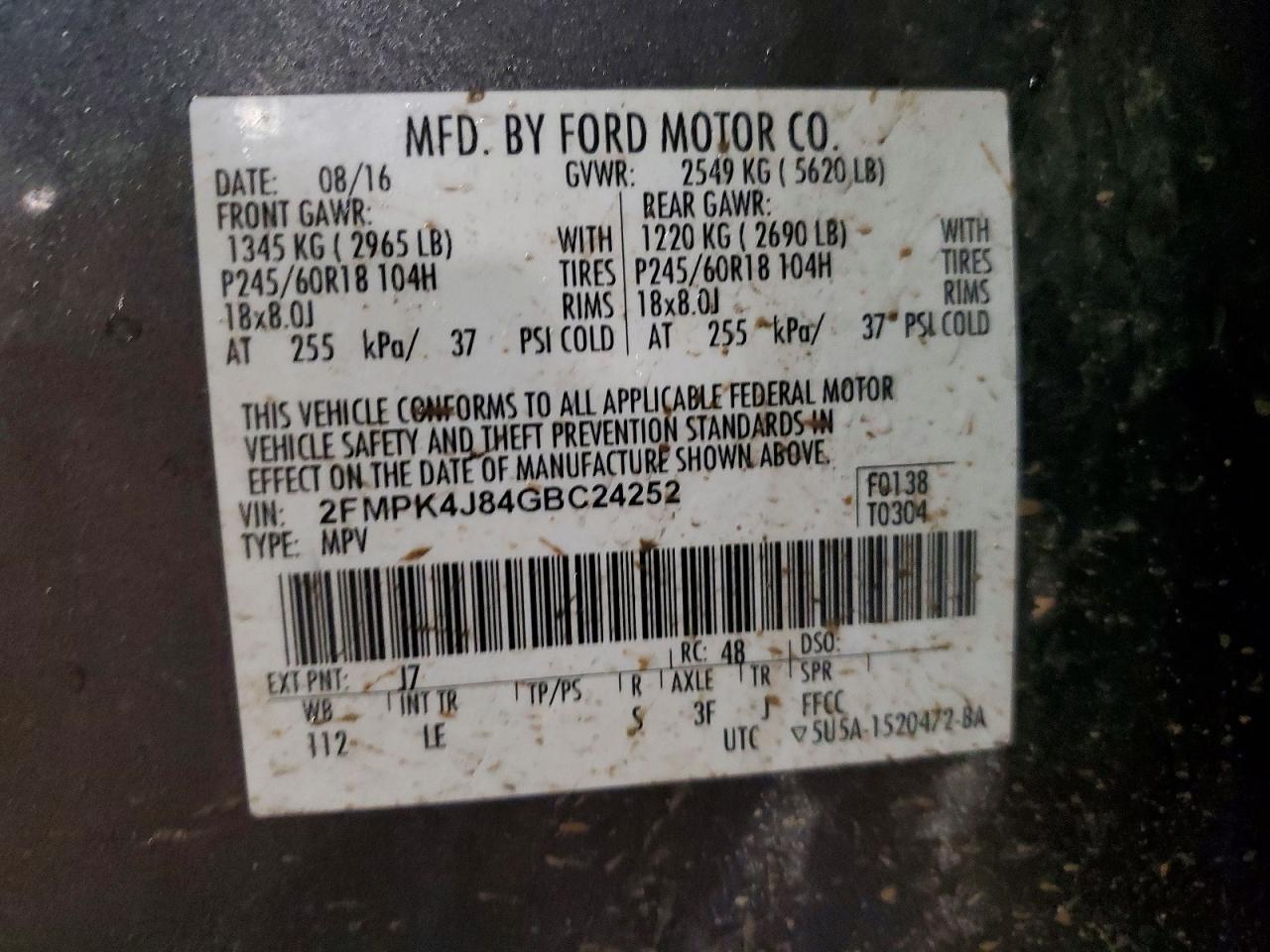 2016 FORD EDGE SEL photo 14