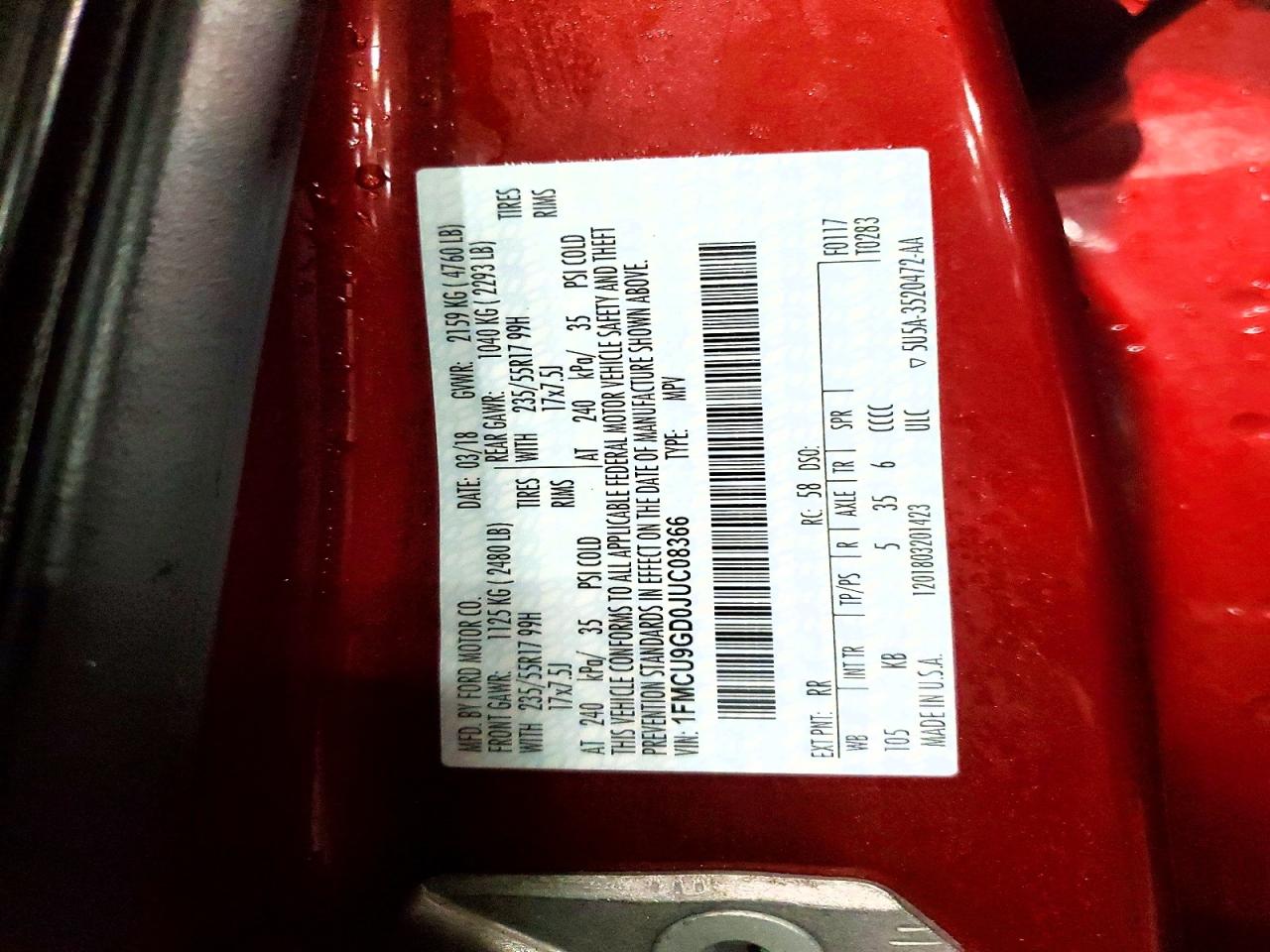 2018 FORD ESCAPE SE photo 13