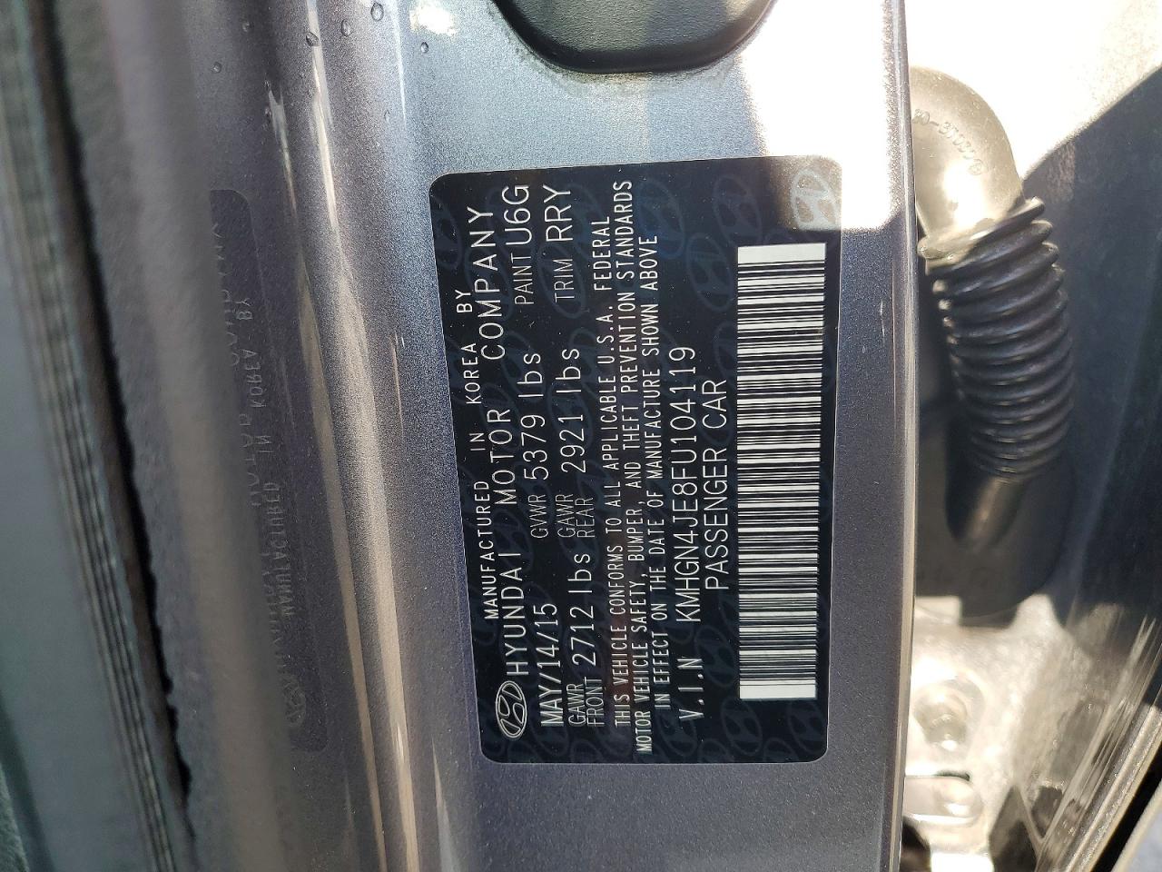 2015 HYUNDAI GENESIS 3.8L photo 12