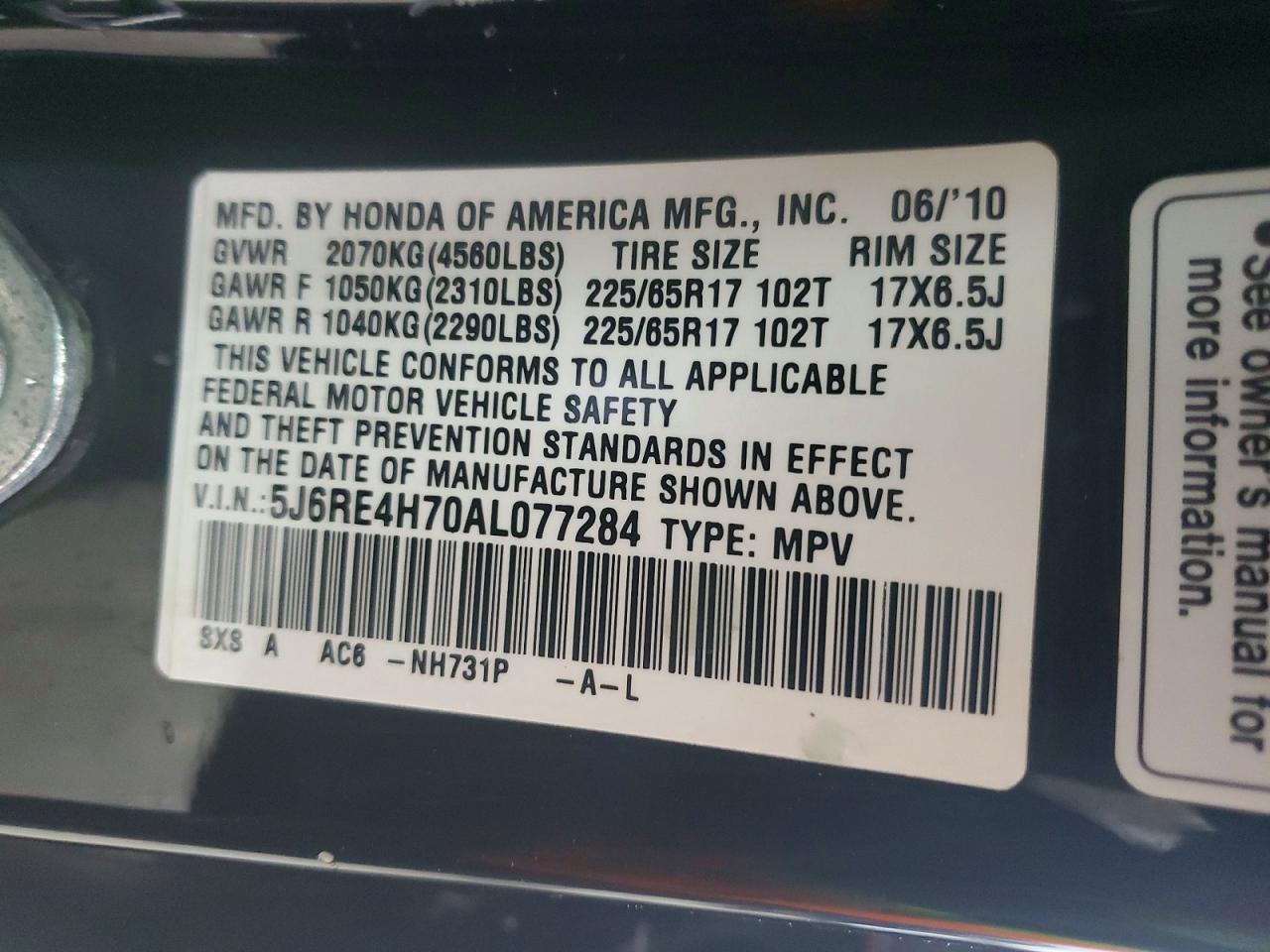 2010 HONDA CR-V EXL photo 14