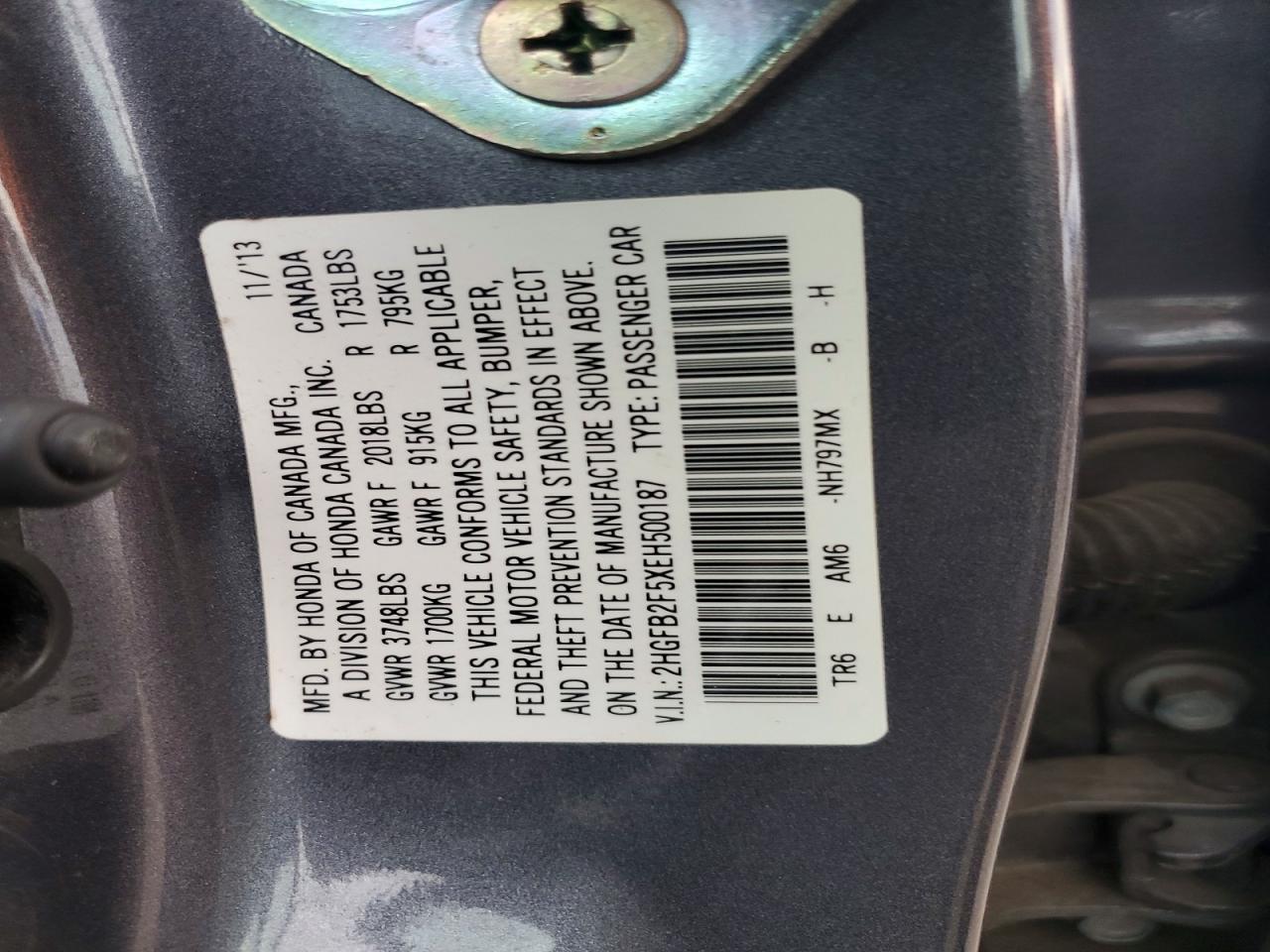 2014 HONDA CIVIC LX photo 12