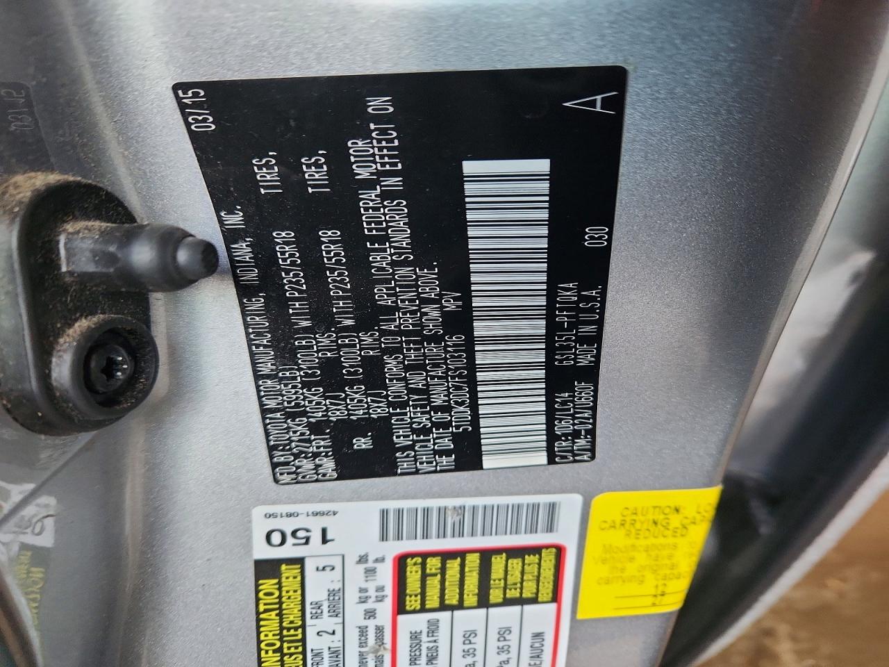 2015 TOYOTA SIENNA XLE photo 12