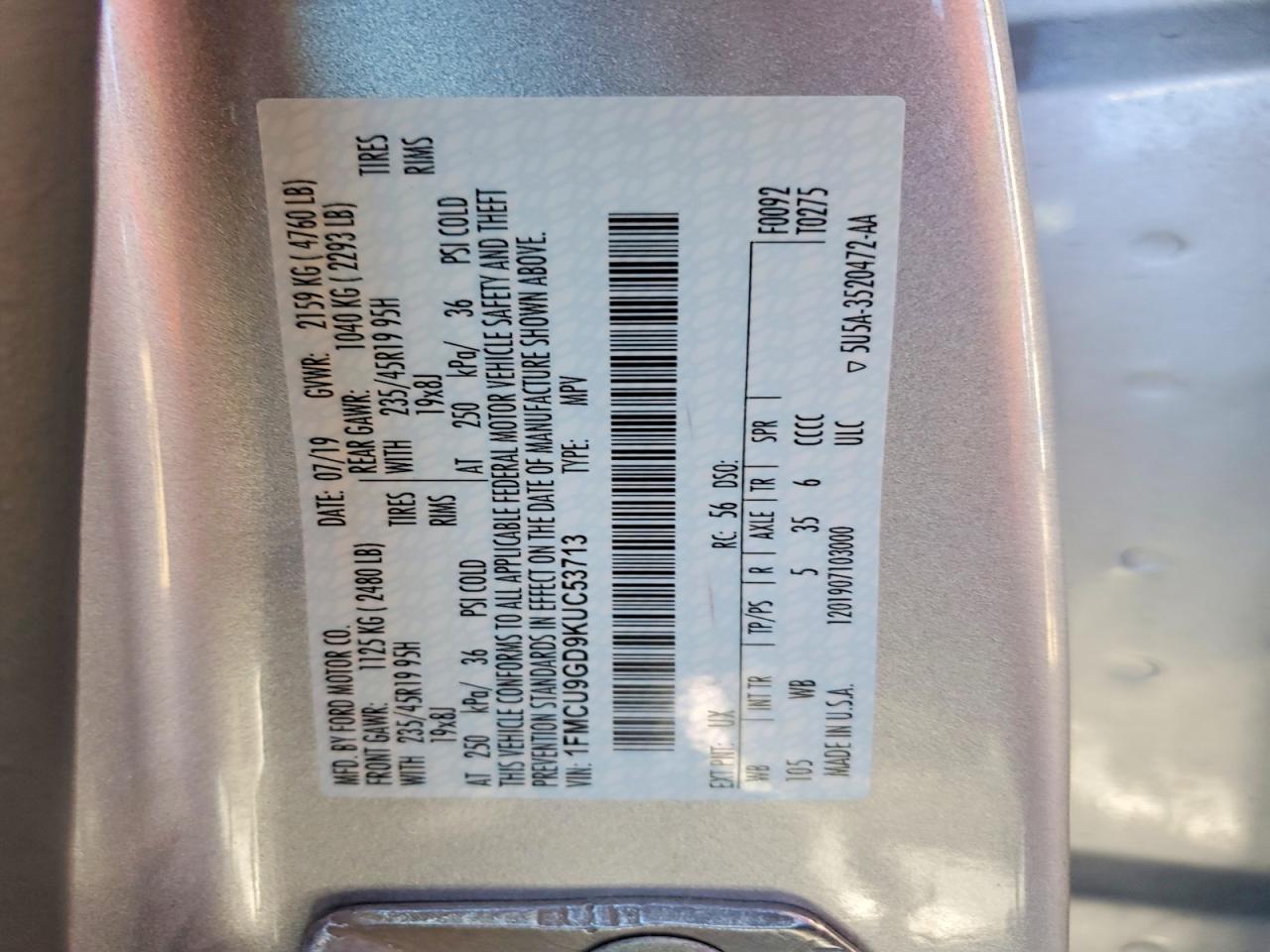 2019 FORD ESCAPE SE photo 13