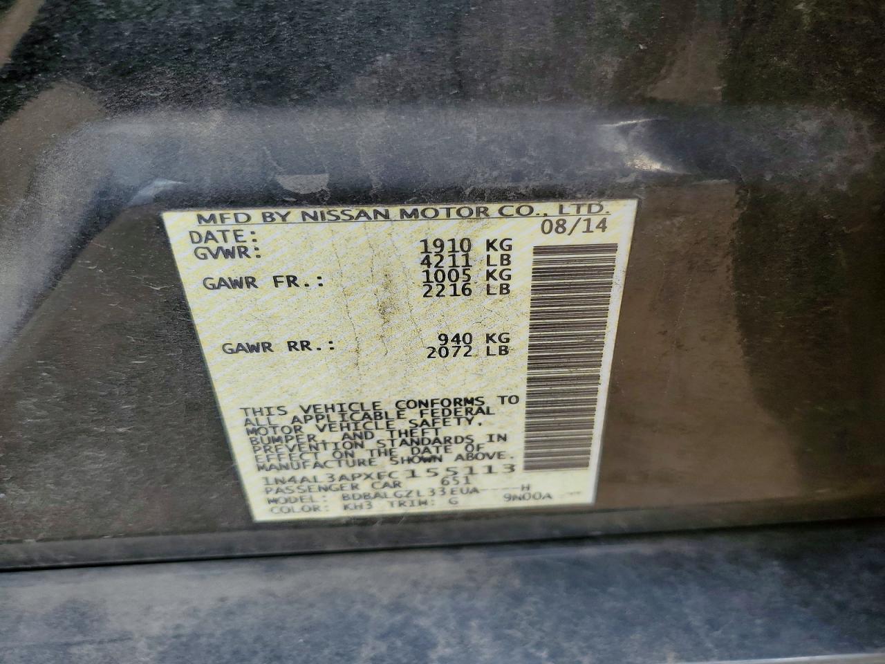 2015 NISSAN ALTIMA 2.5 photo 12
