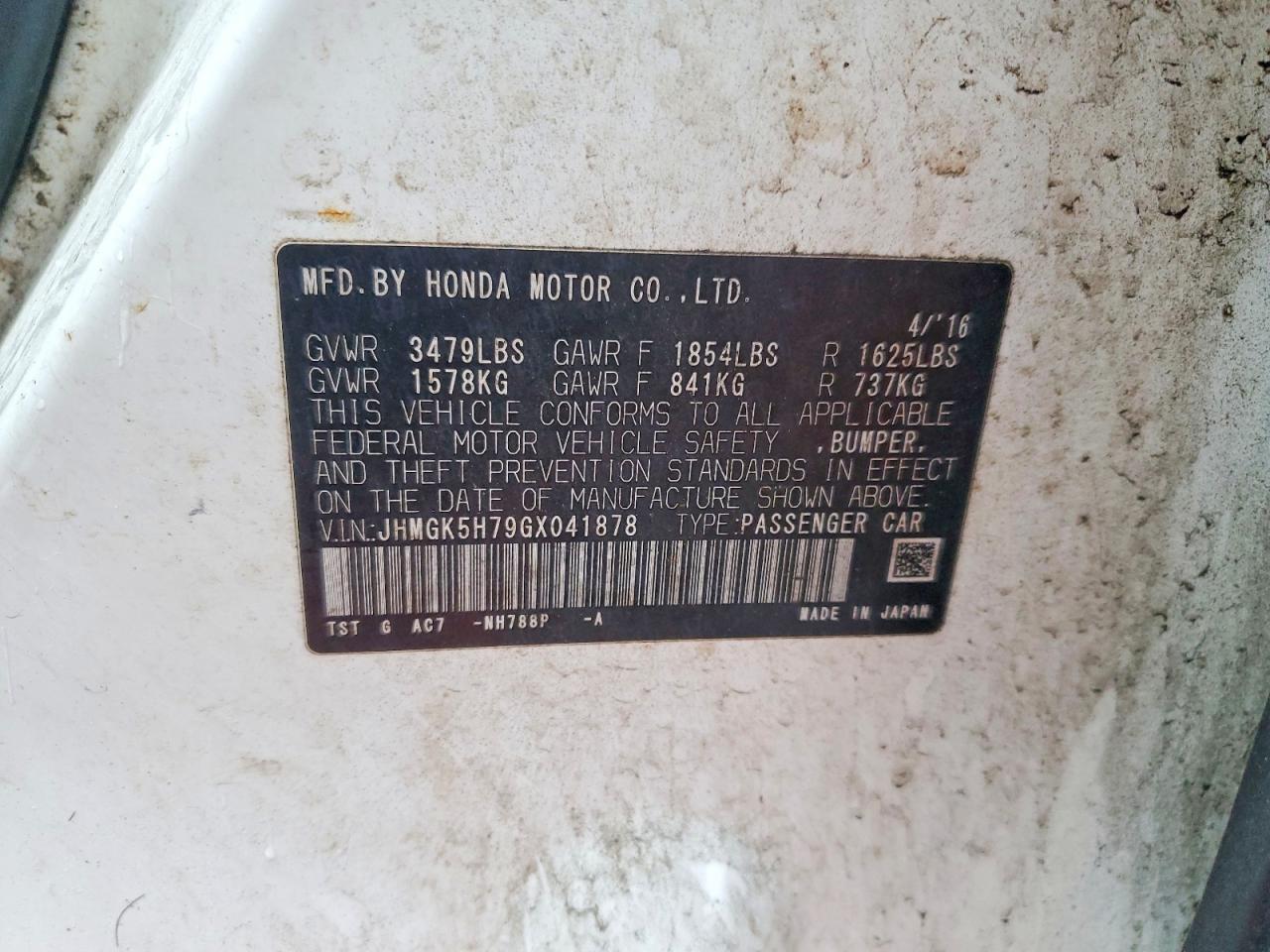 2016 HONDA FIT EX photo 12