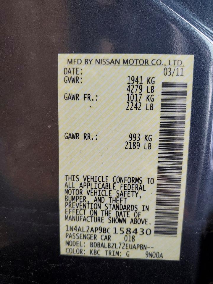 2011 NISSAN ALTIMA BASE photo 12
