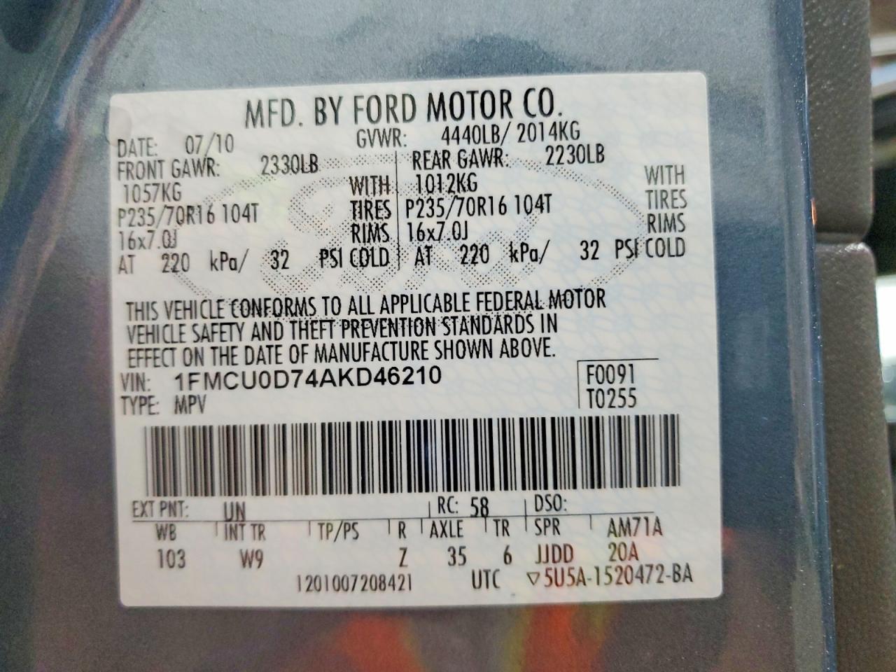 2010 FORD ESCAPE XLT photo 14