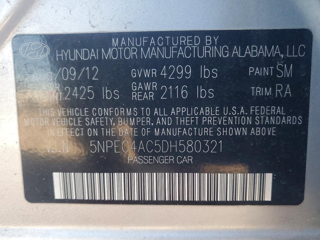 2013 HYUNDAI SONATA SE photo 13