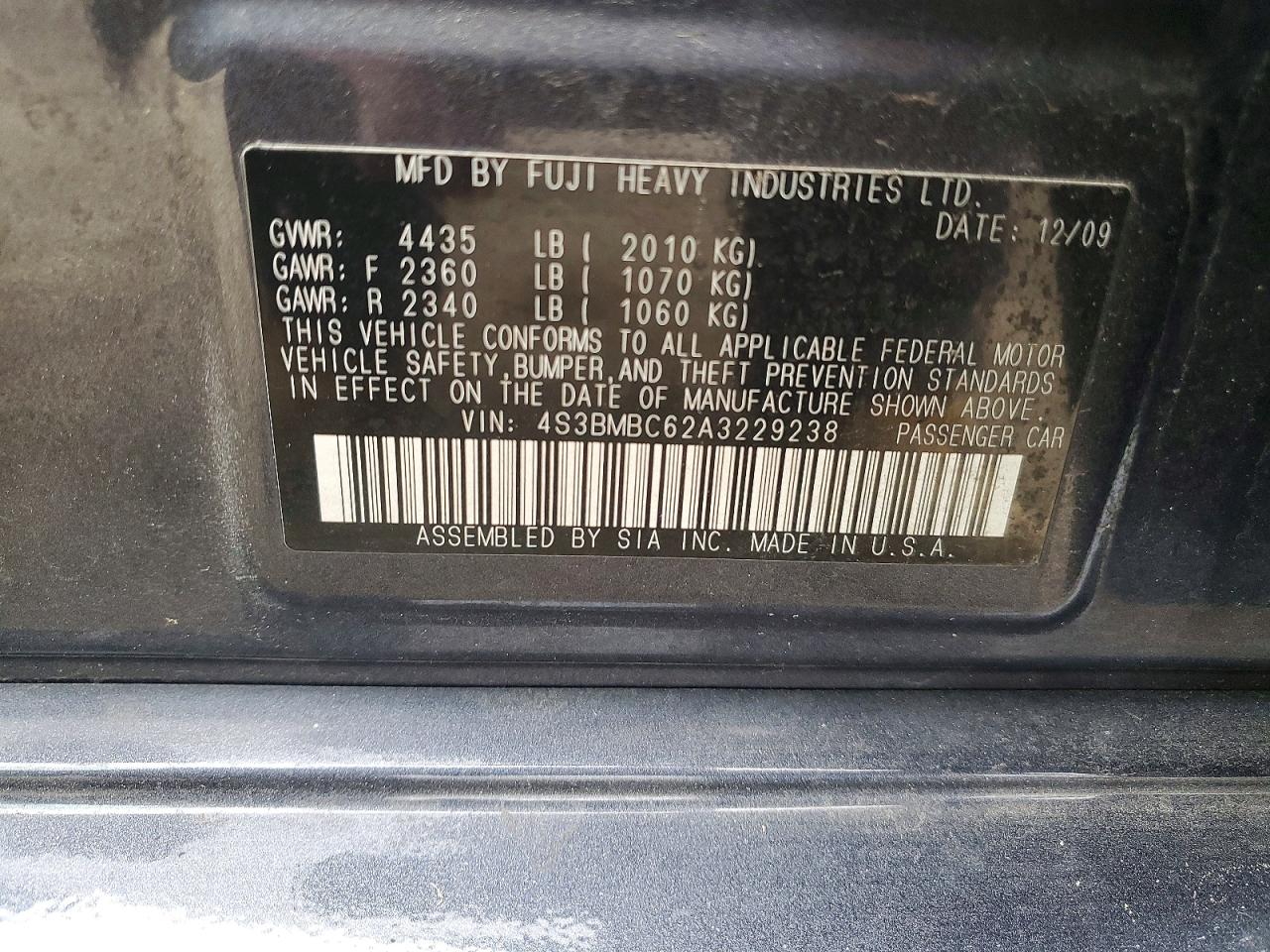 2010 SUBARU LEGACY 2.5I PREMIUM photo 13