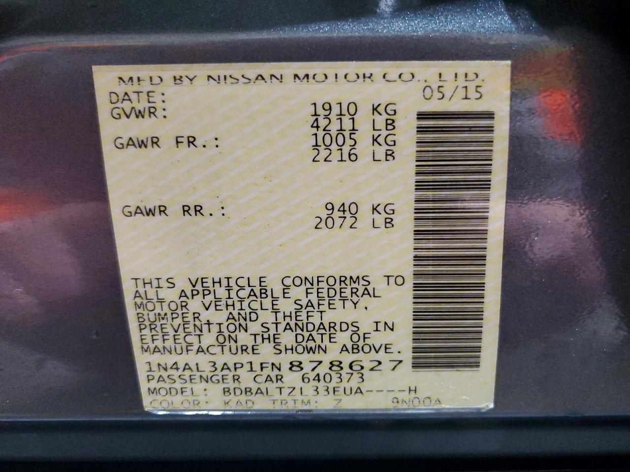 2015 NISSAN ALTIMA 2.5 photo 25