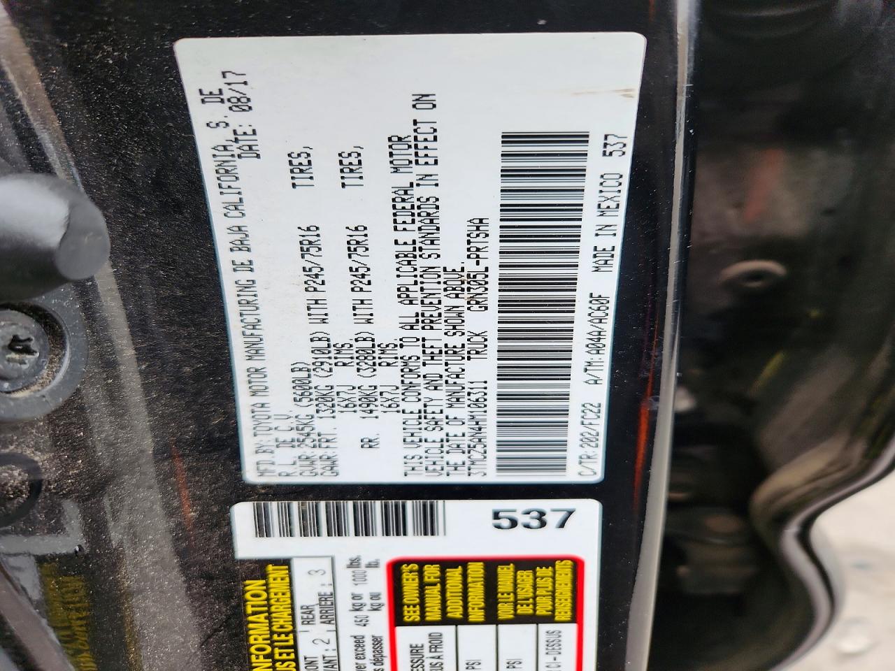 2017 TOYOTA TACOMA SR5 V6 photo 12