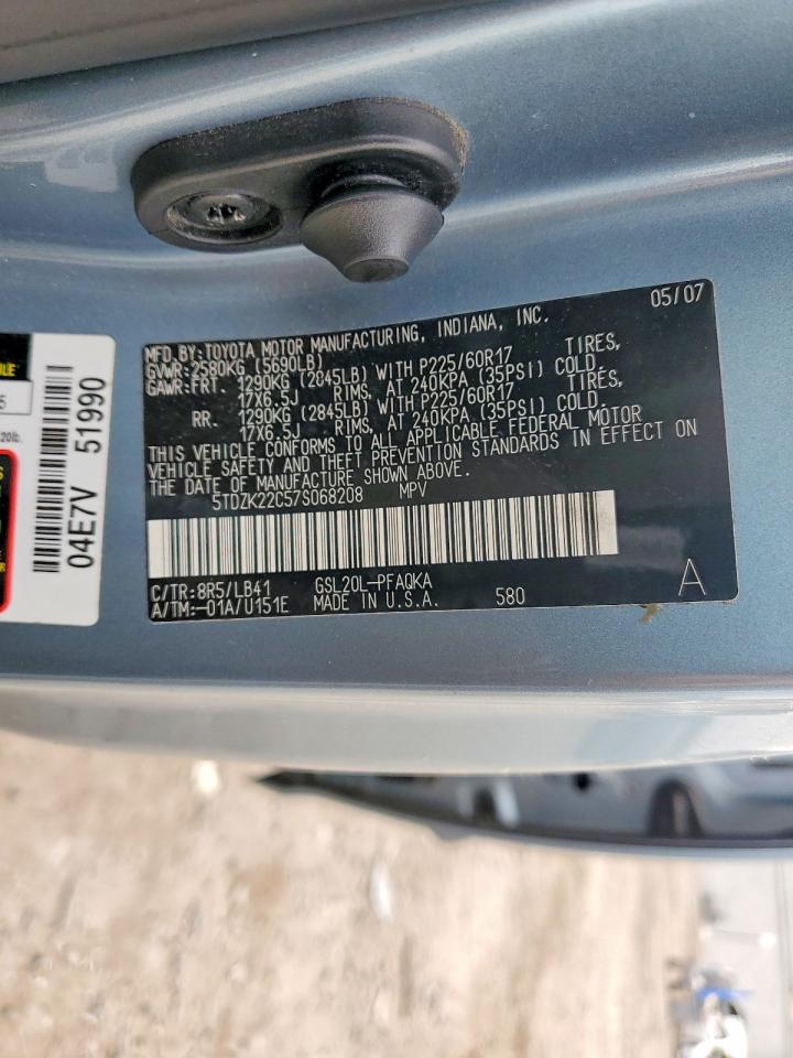 2007 TOYOTA SIENNA XLE photo 13