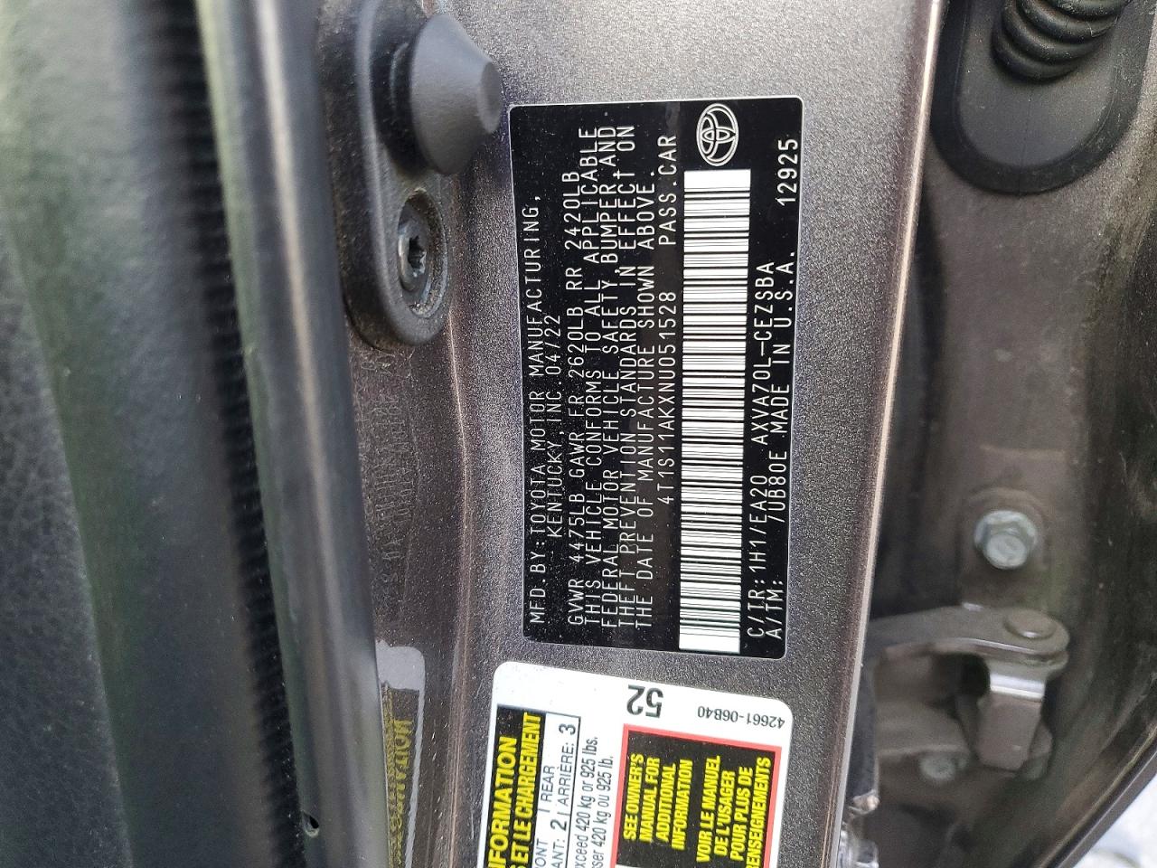 2022 TOYOTA CAMRY NIGHT SHADE photo 12