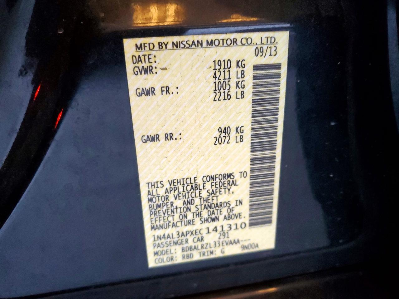 2014 NISSAN ALTIMA 2.5 photo 12