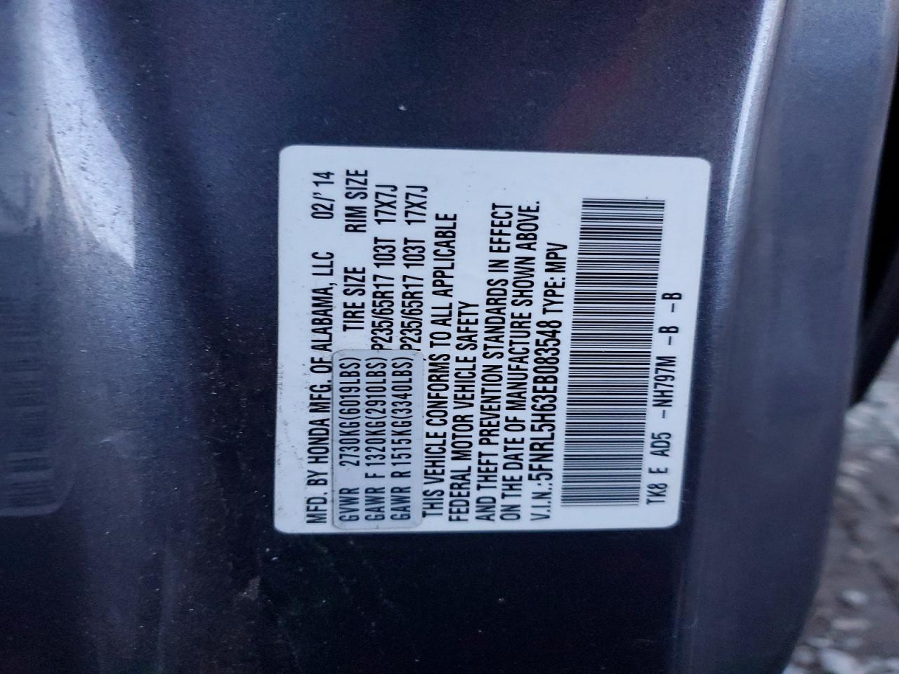2014 HONDA ODYSSEY EXL photo 13