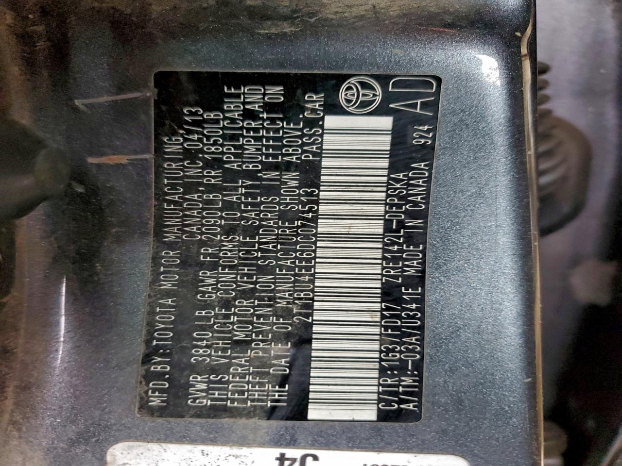 2013 TOYOTA COROLLA BASE photo 12