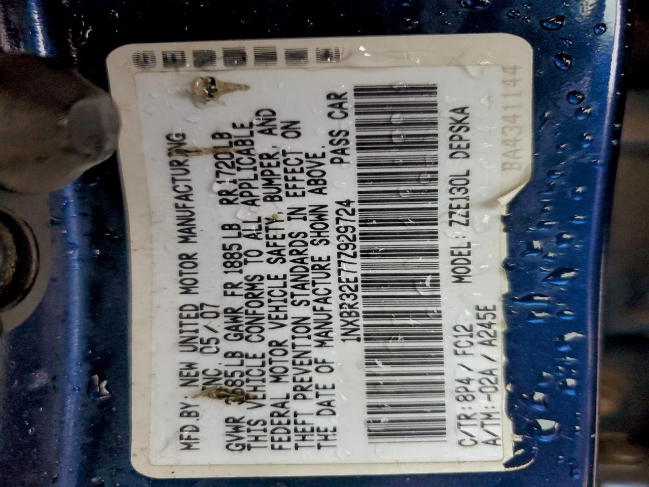 2007 TOYOTA COROLLA CE photo 12