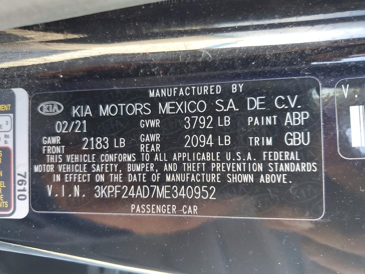 2021 KIA FORTE FE photo 13