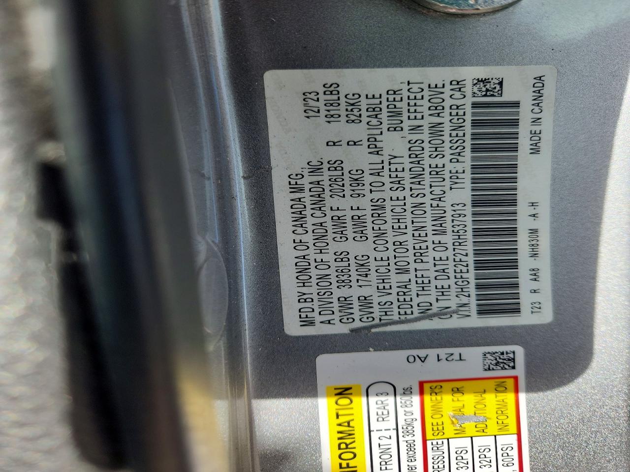 2024 HONDA CIVIC LX photo 13