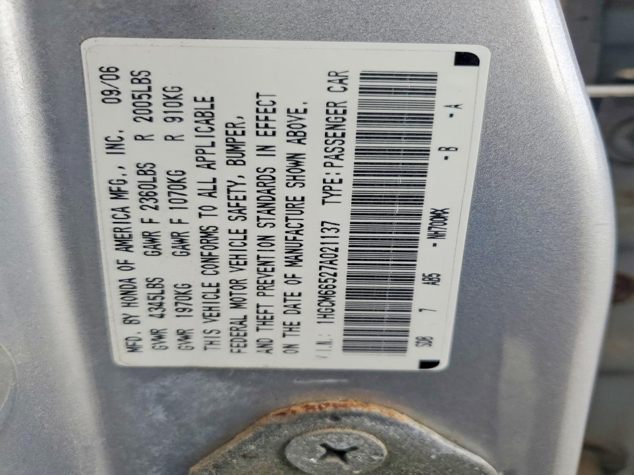 2007 HONDA ACCORD EX photo 25