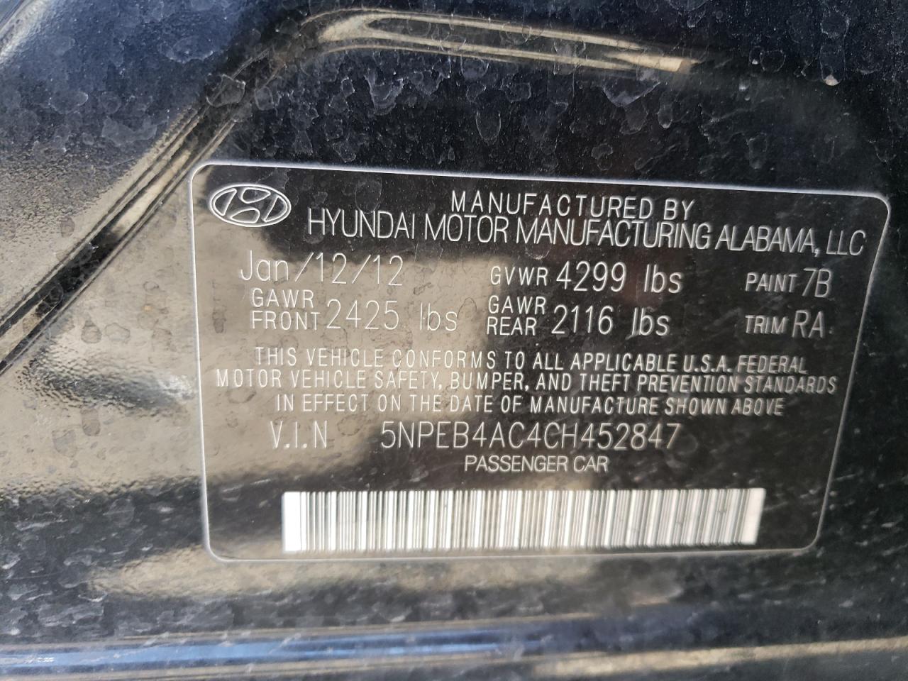 2012 HYUNDAI SONATA GLS photo 23
