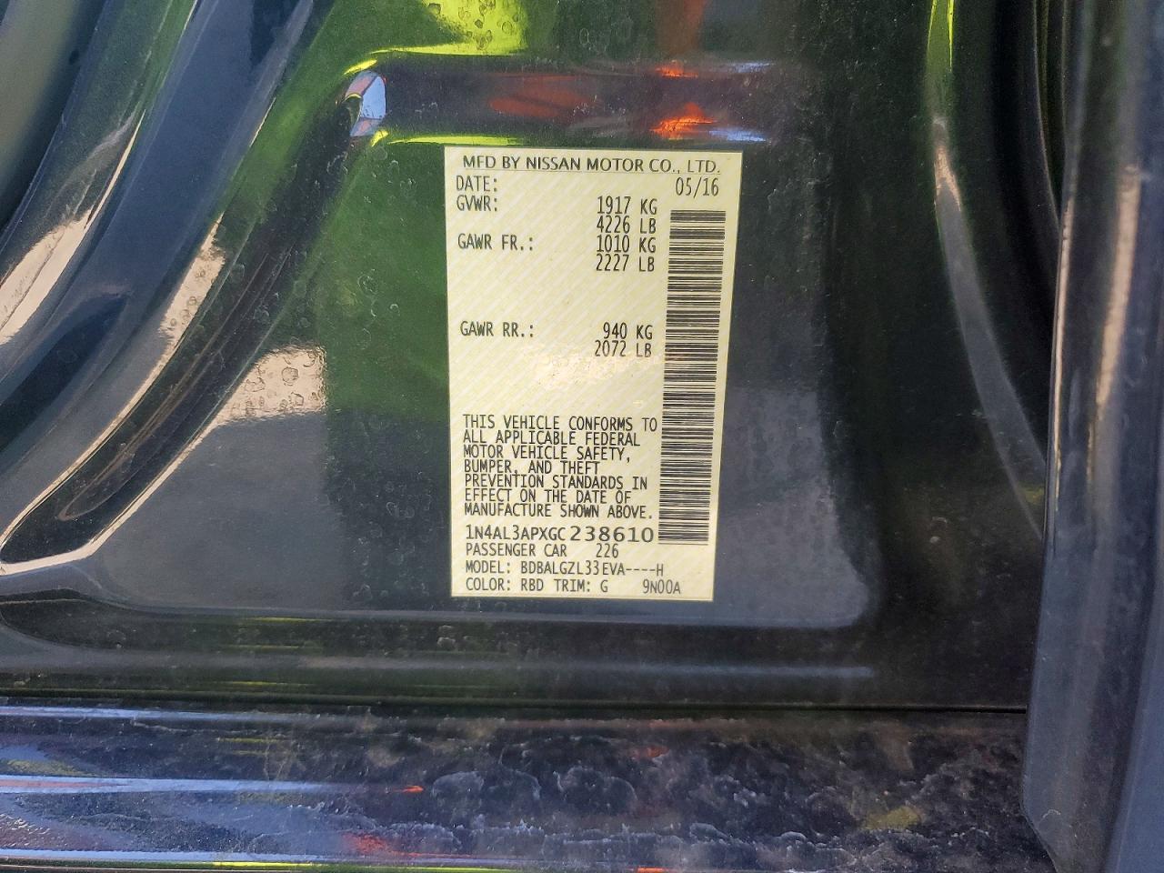 2016 NISSAN ALTIMA 2.5 photo 12