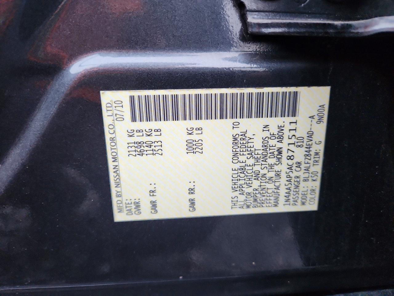 2010 NISSAN MAXIMA S photo 13