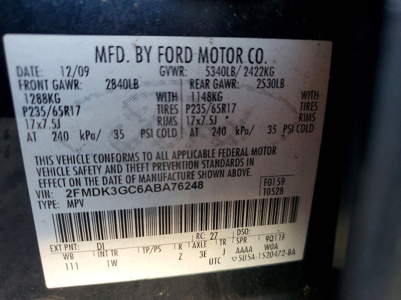 2010 FORD EDGE SE photo 14