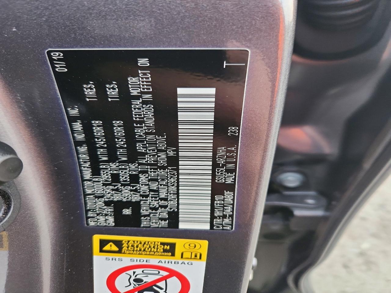2019 TOYOTA HIGHLANDER LE photo 13